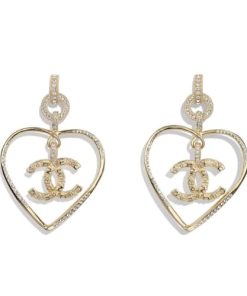 Chanel Gold Cc Logo Heart Earrings