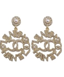 Chanel Pearl Caged Cc Drop Earrings Gold