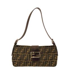 Fendi Zucca Handbag Brown 24Cm
