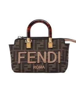 Fendi By The Way Small Ff Fabric Boston Bag Brown 17Cm 8Bs067Anx0F1Lmn