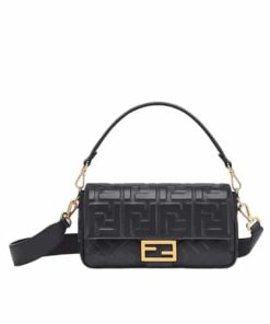 Fendi Baguette Leather Black Nappa Bag 27Cm