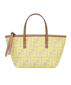 Fendi Mini Roll Ff Jacquard Mini Bag Yellow 18Cm