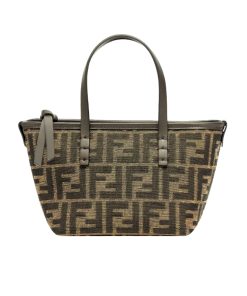 Fendi Mini Roll Ff Jacquard Mini Bag Brown 18Cm