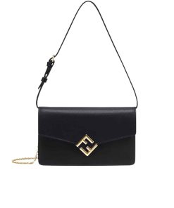 Fendi Ff Diamonds Wallet On Chain Black 22Cm 8M0488Alv4F0Kur