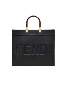 Fendi Sunshine Large Black Leather Shopper 41Cm 8Bh372Abvlf0Kur