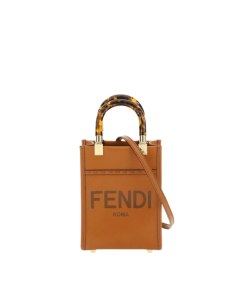 Fendi Mini Sunshine Shopper Leather Bag Brown 18Cm 8Bs051