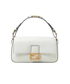 Fendi Baguette Bag White Leather 25Cm 8Br822Apg6
