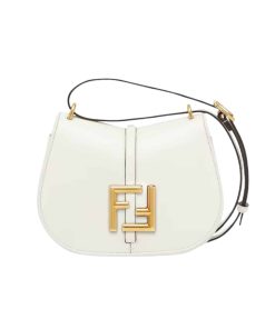 Fendi C’Mon Mini White Leather Bag 20Cm 8Bs082Aq0Lf1550