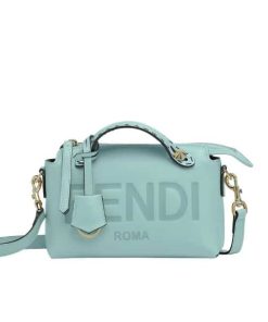 Fendi By The Way Medium Leather Boston Bag Blue 27Cm