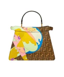 Fendi Peekaboo Iconic Mini Ff Glazed Fabric Bag With Inlay 33Cm 8Bn244Ajgof1Hb5