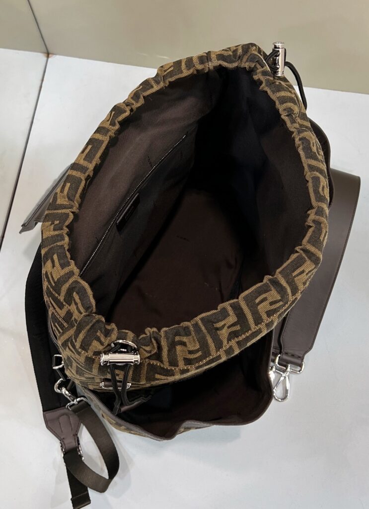 Fendi Drawstring Ff Jacquard Fabric Backpack 7Vz056Ag0Mf19Kw - Image 2