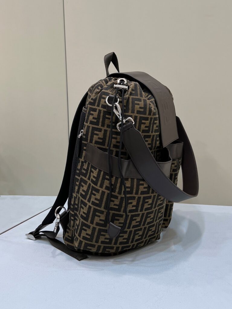 Fendi Drawstring Ff Jacquard Fabric Backpack 7Vz056Ag0Mf19Kw - Image 4