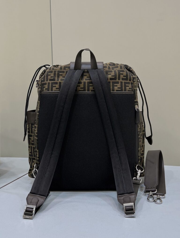 Fendi Drawstring Ff Jacquard Fabric Backpack 7Vz056Ag0Mf19Kw - Image 3