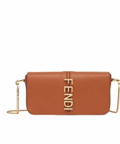 Fendi Fendigraphy Wallet On Chain Brown 21Cm 8Bs076A5Dyf1C6J