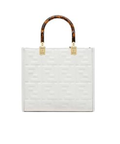 Fendi Sunshine Small White Leather Shopper 25Cm 8Bh394Amcvf0Qvl