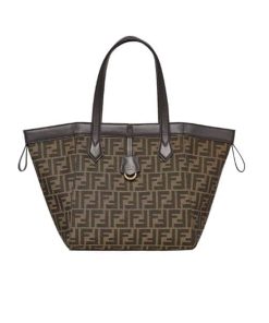 Fendi Origami Medium Ff Jacquard Fabric Bag That Can Be Transformed Brown 25Cm 8Bh414Afpmf1Gl7