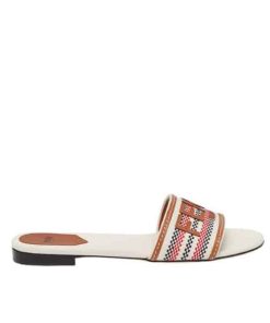 Fendi Signature Beige Canvas Slides 8R8092Ao0Xf1Lru