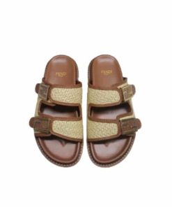 Fendi Feel Leather Sandals Brown 8X8326Ao0Df1Lr0