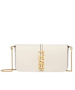 Fendi Fendigraphy Wallet On Chain White 21Cm 8Bs076A5Dyf0Vgp