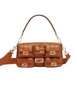 Fendi Multipocket Baguette Brown Ff Jacquard Fabric Bag Brown 26Cm 8Br808Abvef1C6J