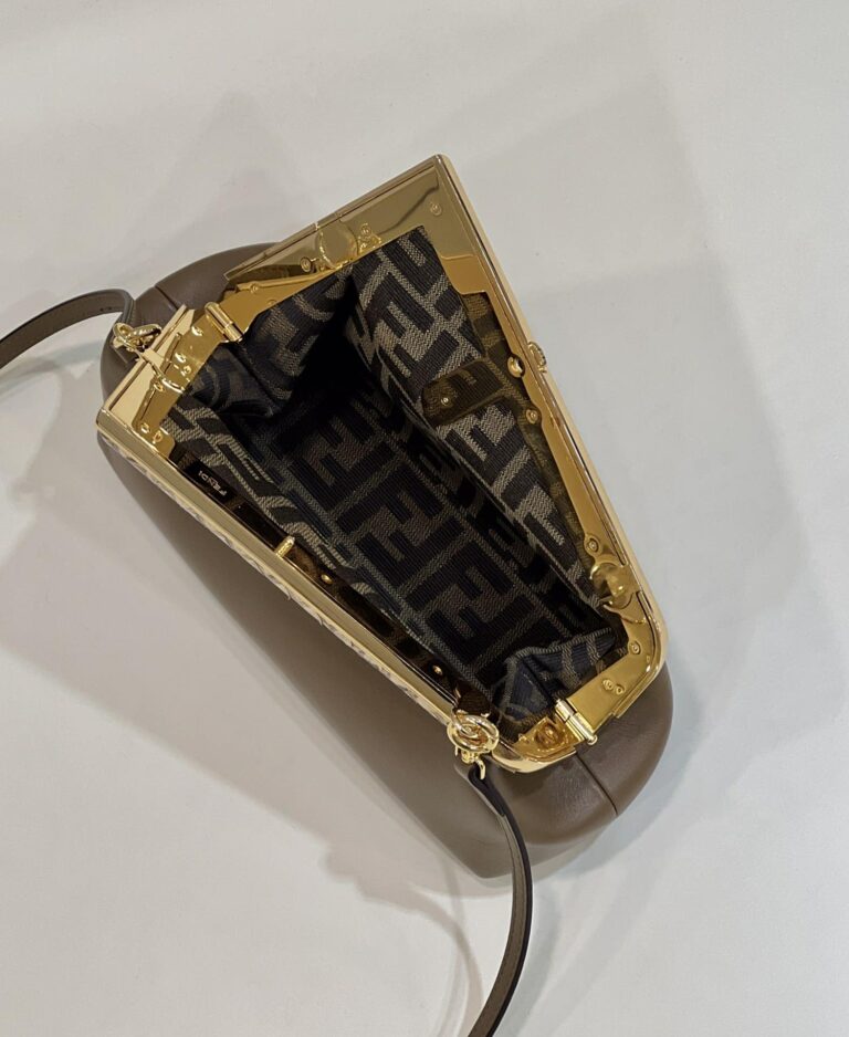 Fendi First Small Brown Leather And Python Leather Bag 26Cm - Image 2