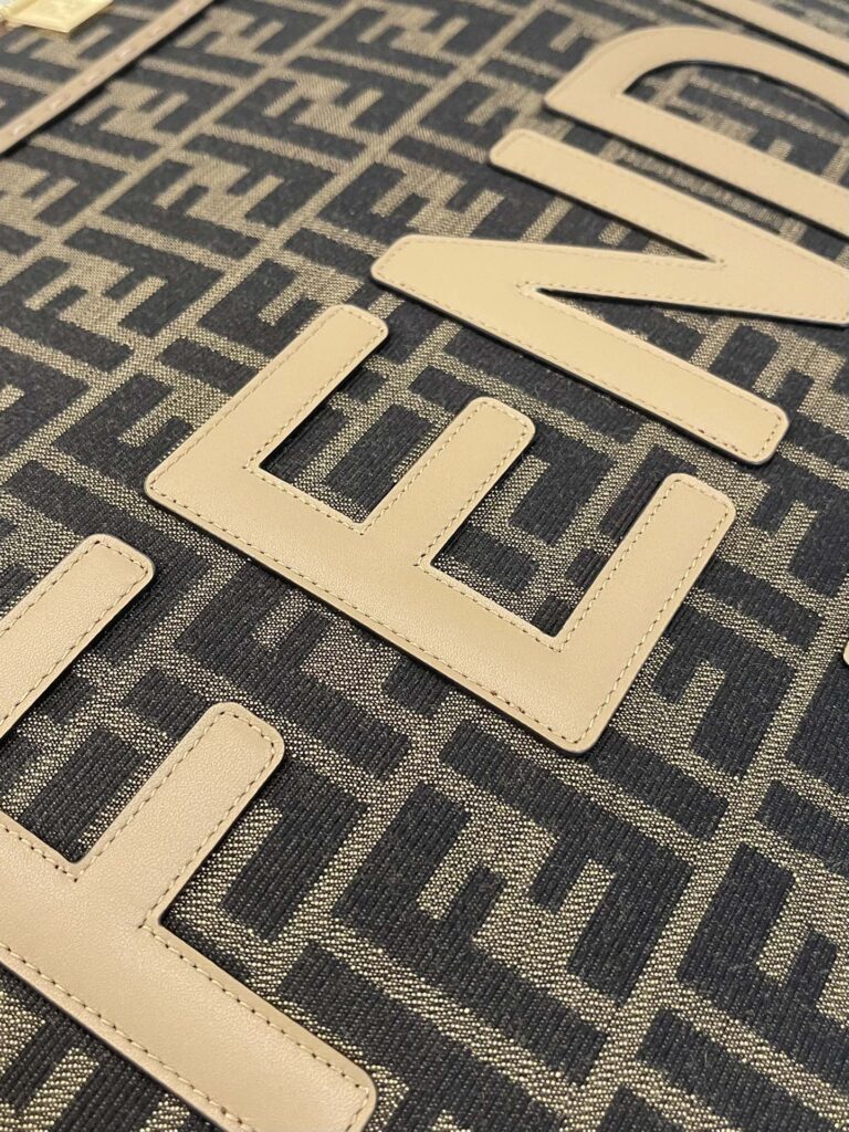 Fendi Sunshine Large Light Brown Ff Jacquard Fabric Shopper 35Cm - Image 4