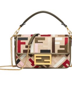 Fendi Baguette Multicolour Canvas Bag With Ff Embroidery Multicolour 18Cm 8Bs017Anh4F1Q6O