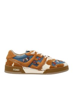 Fendi Match Suede Low Tops Brown And Blue