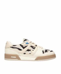 Fendi Match Leather Low Tops White And Black
