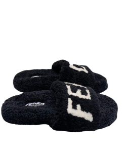 Fendi Shearling Slides Black
