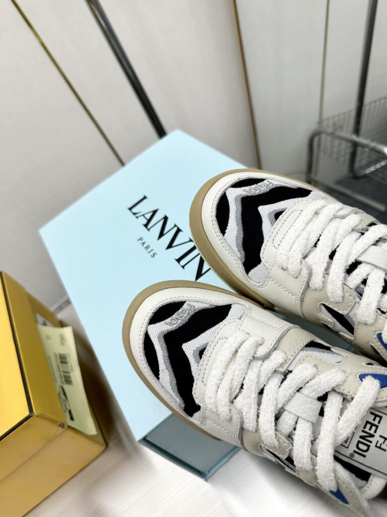 Fendi Match Leather Low Tops White And Black - Image 5