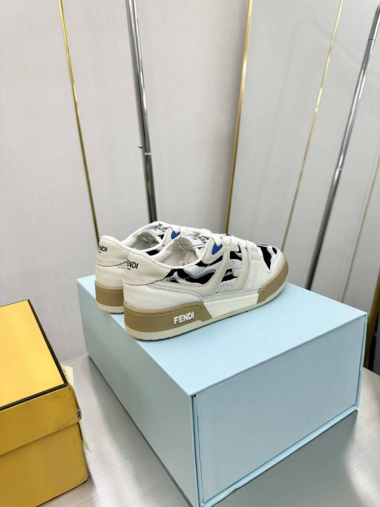 Fendi Match Leather Low Tops White And Black - Image 6