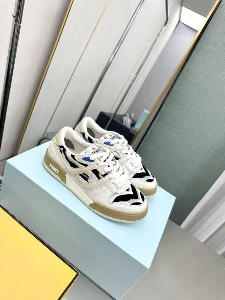 Fendi Match Leather Low Tops White And Black - Image 7