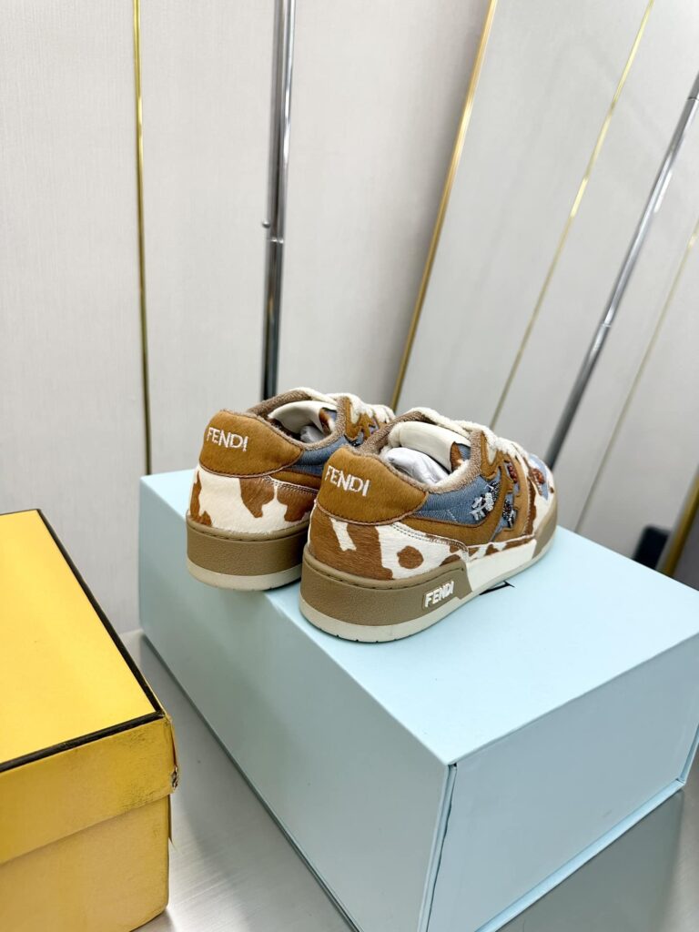 Fendi Match Suede Low Tops Brown And Blue - Image 5