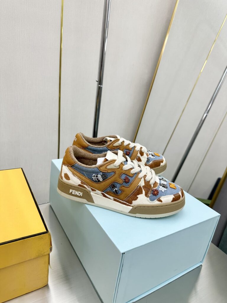 Fendi Match Suede Low Tops Brown And Blue - Image 6