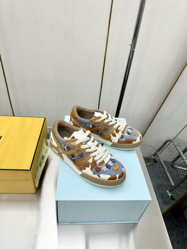 Fendi Match Suede Low Tops Brown And Blue - Image 7