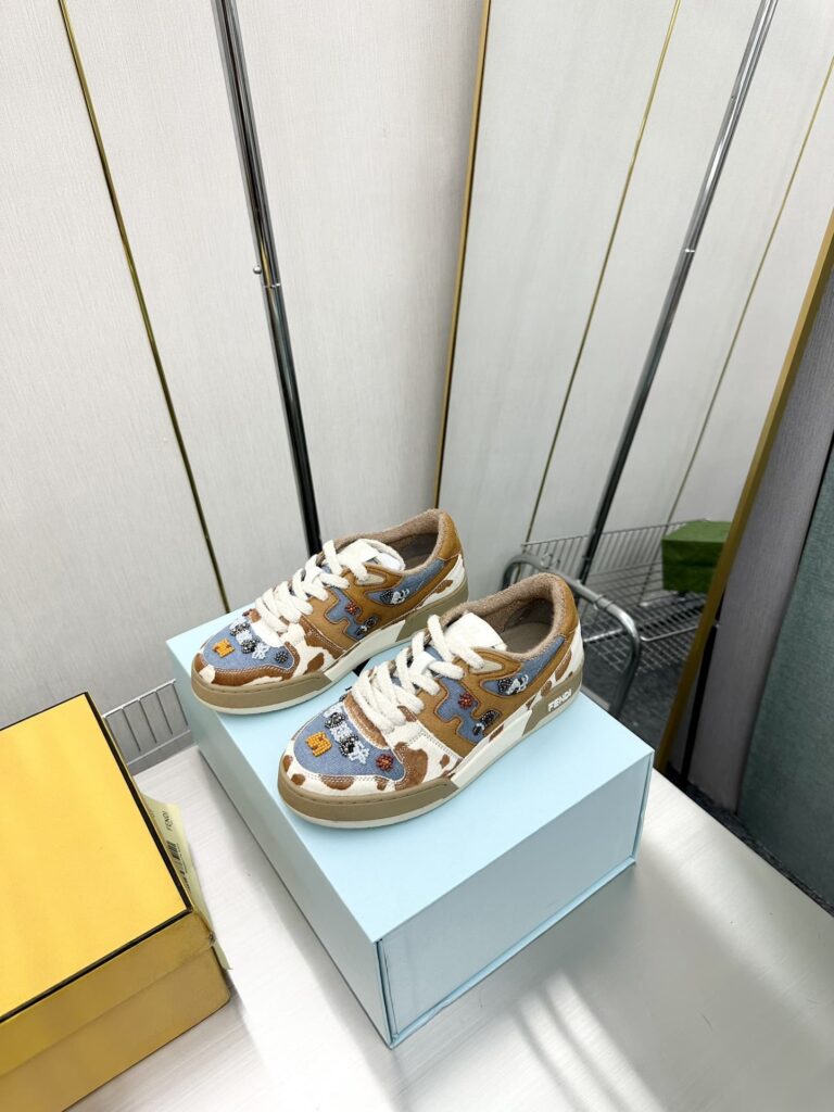 Fendi Match Suede Low Tops Brown And Blue - Image 8