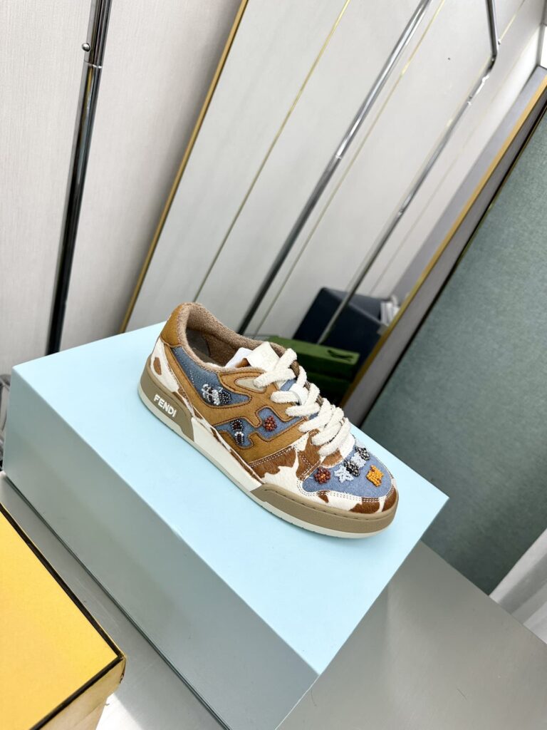 Fendi Match Suede Low Tops Brown And Blue - Image 10