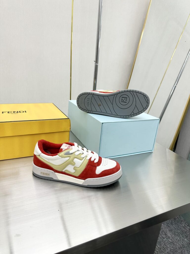 Fendi Match Suede Low Tops White And Red 7E1493Ai1Nf1H1D - Image 2