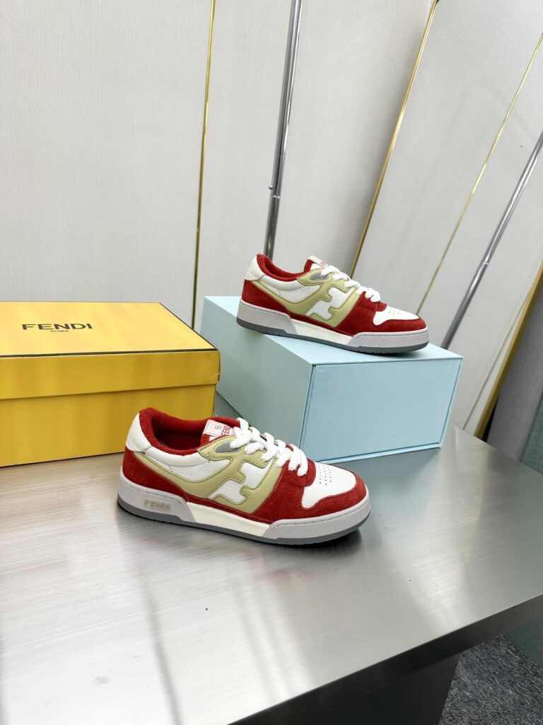 Fendi Match Suede Low Tops White And Red 7E1493Ai1Nf1H1D - Image 3