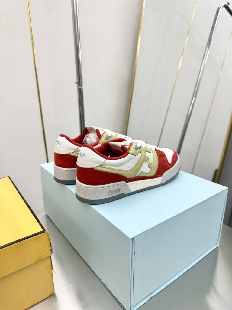 Fendi Match Suede Low Tops White And Red 7E1493Ai1Nf1H1D - Image 6