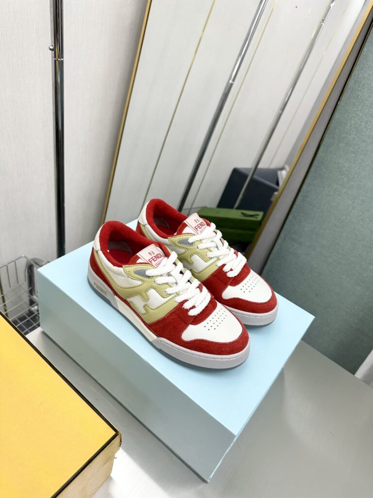 Fendi Match Suede Low Tops White And Red 7E1493Ai1Nf1H1D - Image 7