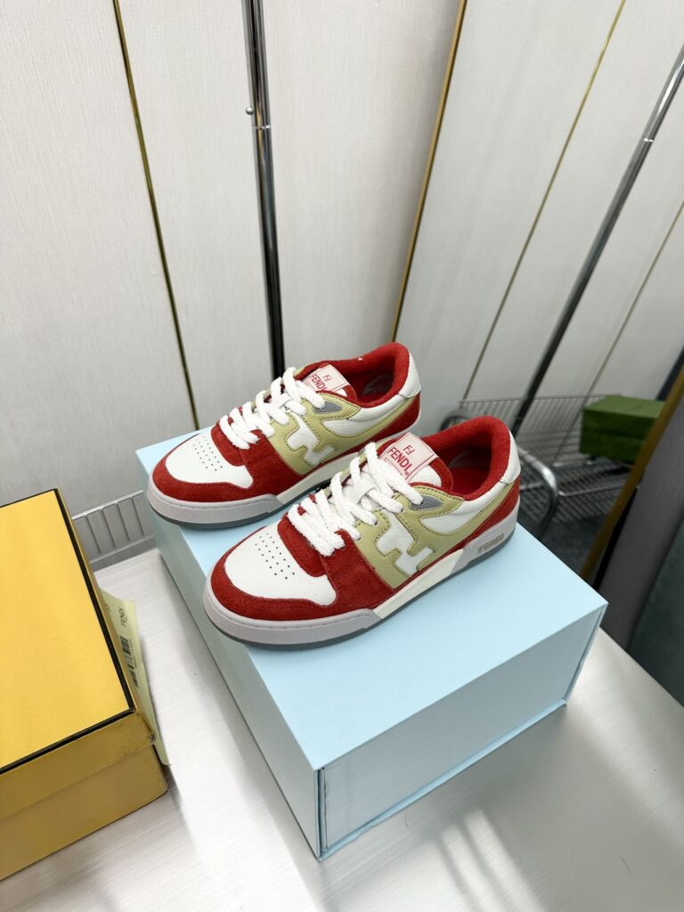 Fendi Match Suede Low Tops White And Red 7E1493Ai1Nf1H1D - Image 8