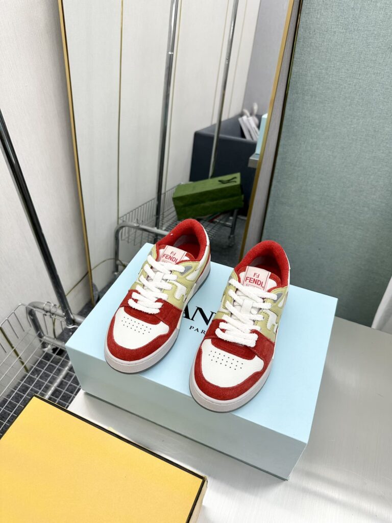 Fendi Match Suede Low Tops White And Red 7E1493Ai1Nf1H1D - Image 9