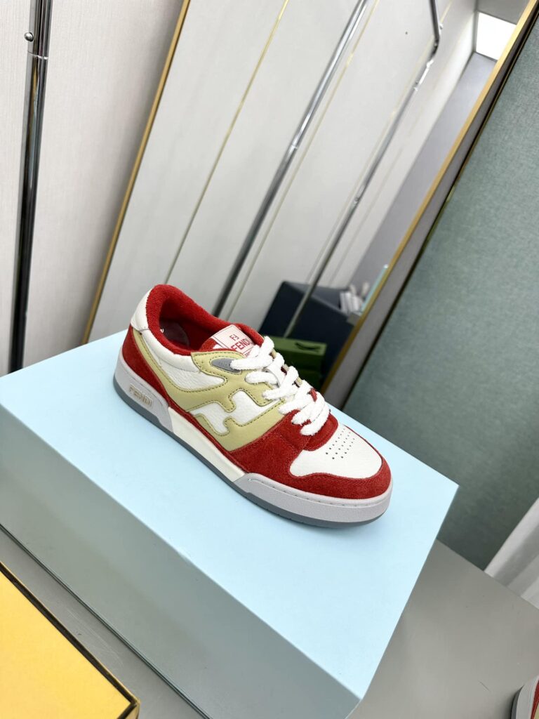 Fendi Match Suede Low Tops White And Red 7E1493Ai1Nf1H1D - Image 10