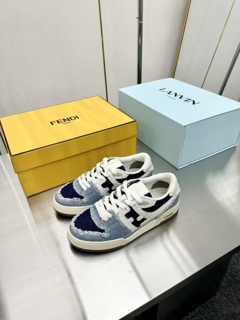 Fendi Match Suede Low Tops Denim Blue 7E1495Amf1F1Jid - Image 3