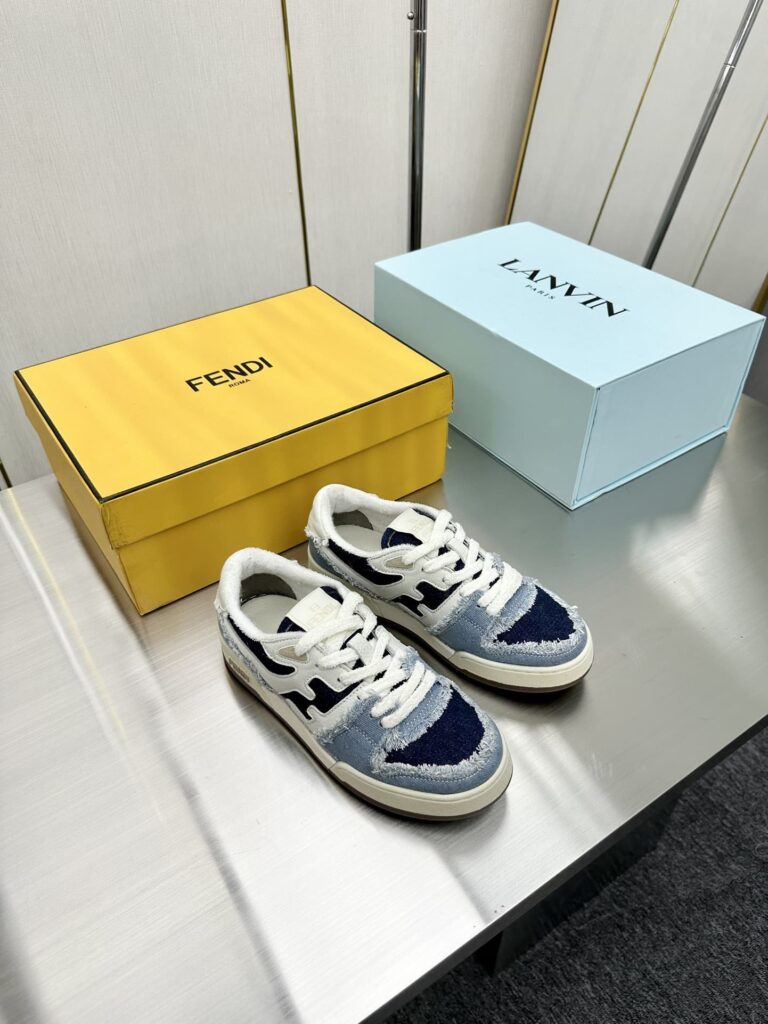 Fendi Match Suede Low Tops Denim Blue 7E1495Amf1F1Jid - Image 4