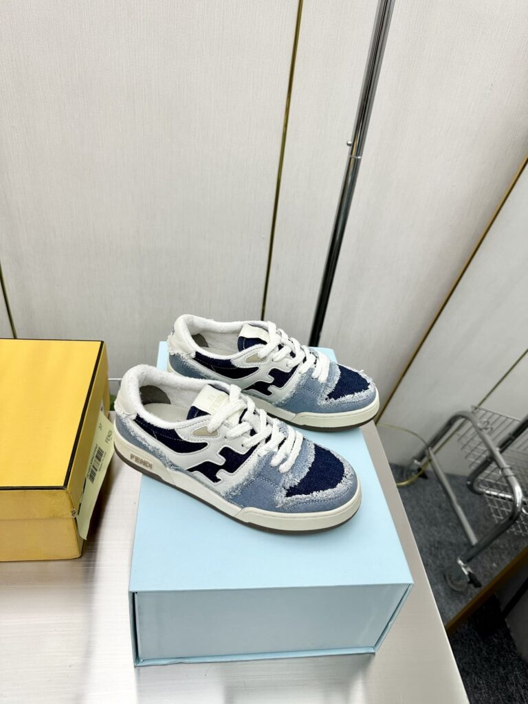 Fendi Match Suede Low Tops Denim Blue 7E1495Amf1F1Jid - Image 5
