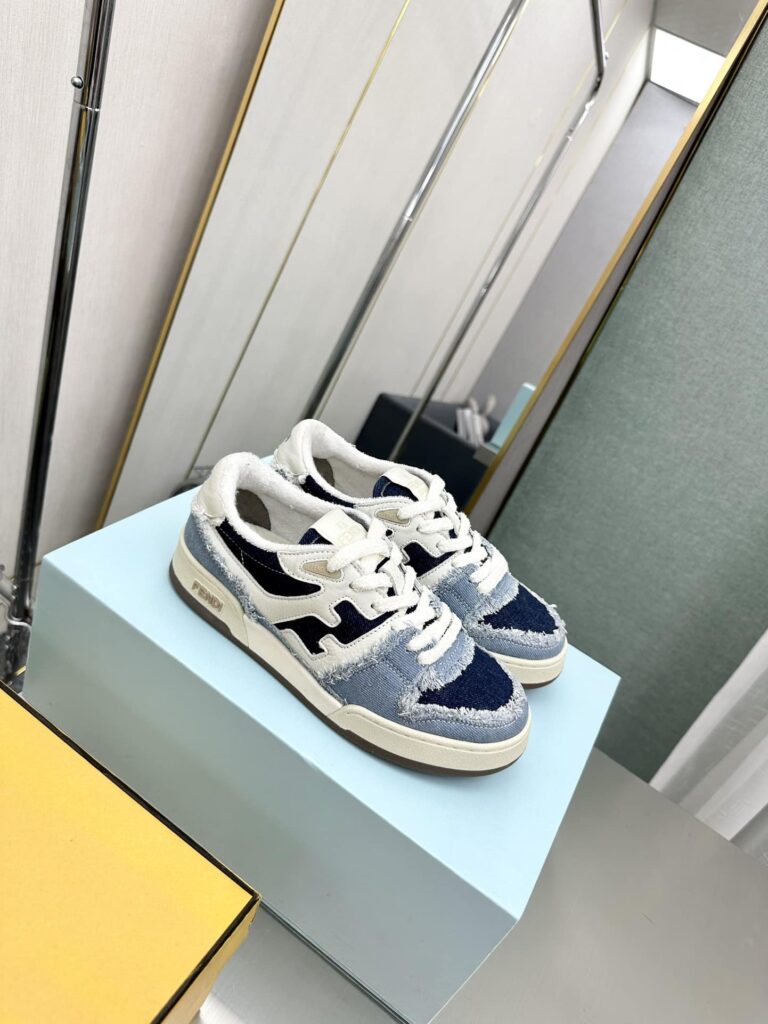 Fendi Match Suede Low Tops Denim Blue 7E1495Amf1F1Jid - Image 6