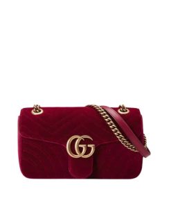 Gucci Marmont Velvet Shoulder Bag Red 21Cm